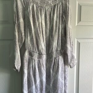 White House Black Market Silver Gray Smocked Sundress